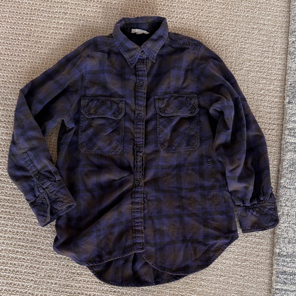 Isabel Marant Soft Purple and Dark Gray Plaid Flannel Shirt sz 0